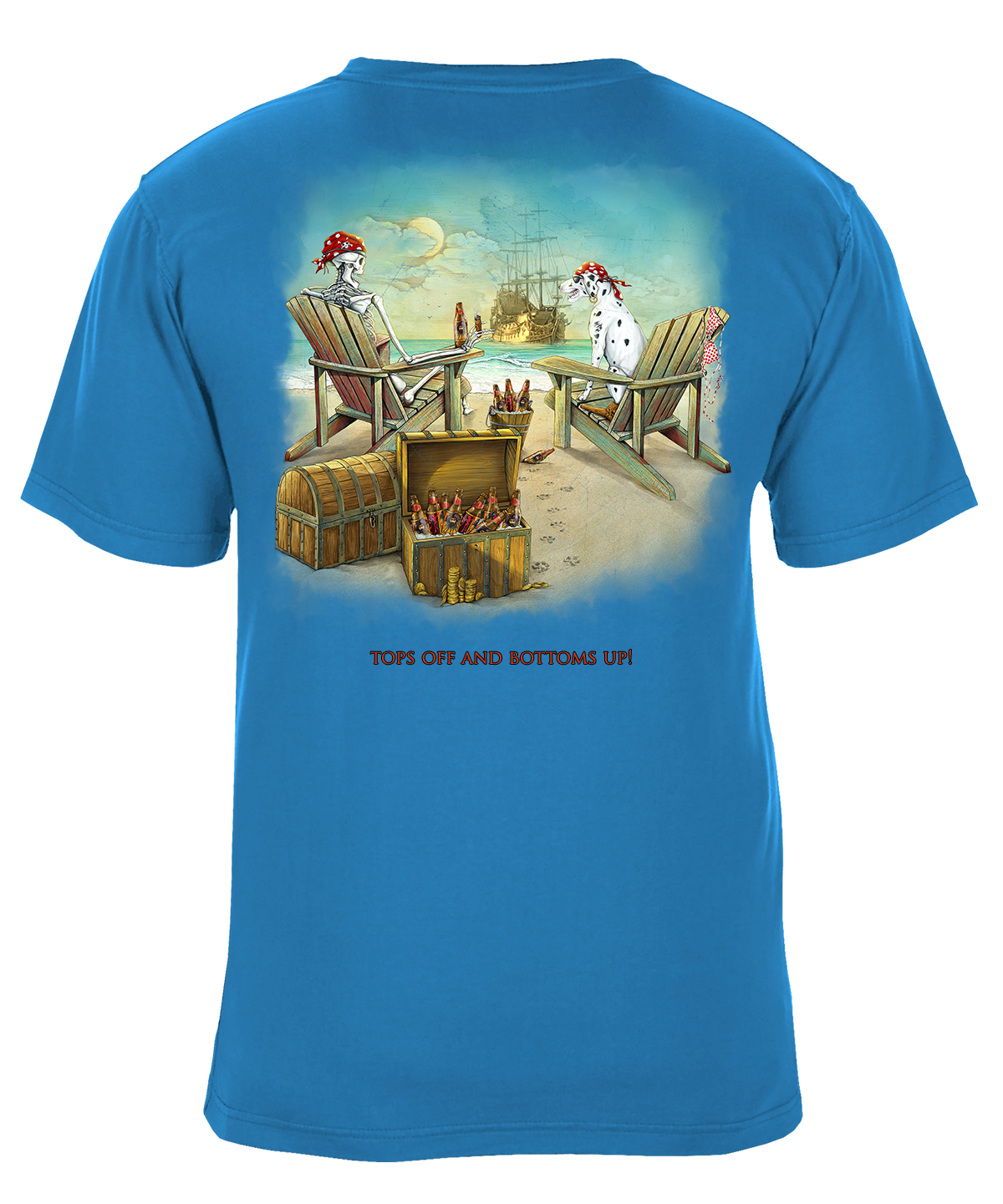 Tops Off Bottoms Up Pirate Beach Party Graphic T-Shirt - Available in 3 Colors