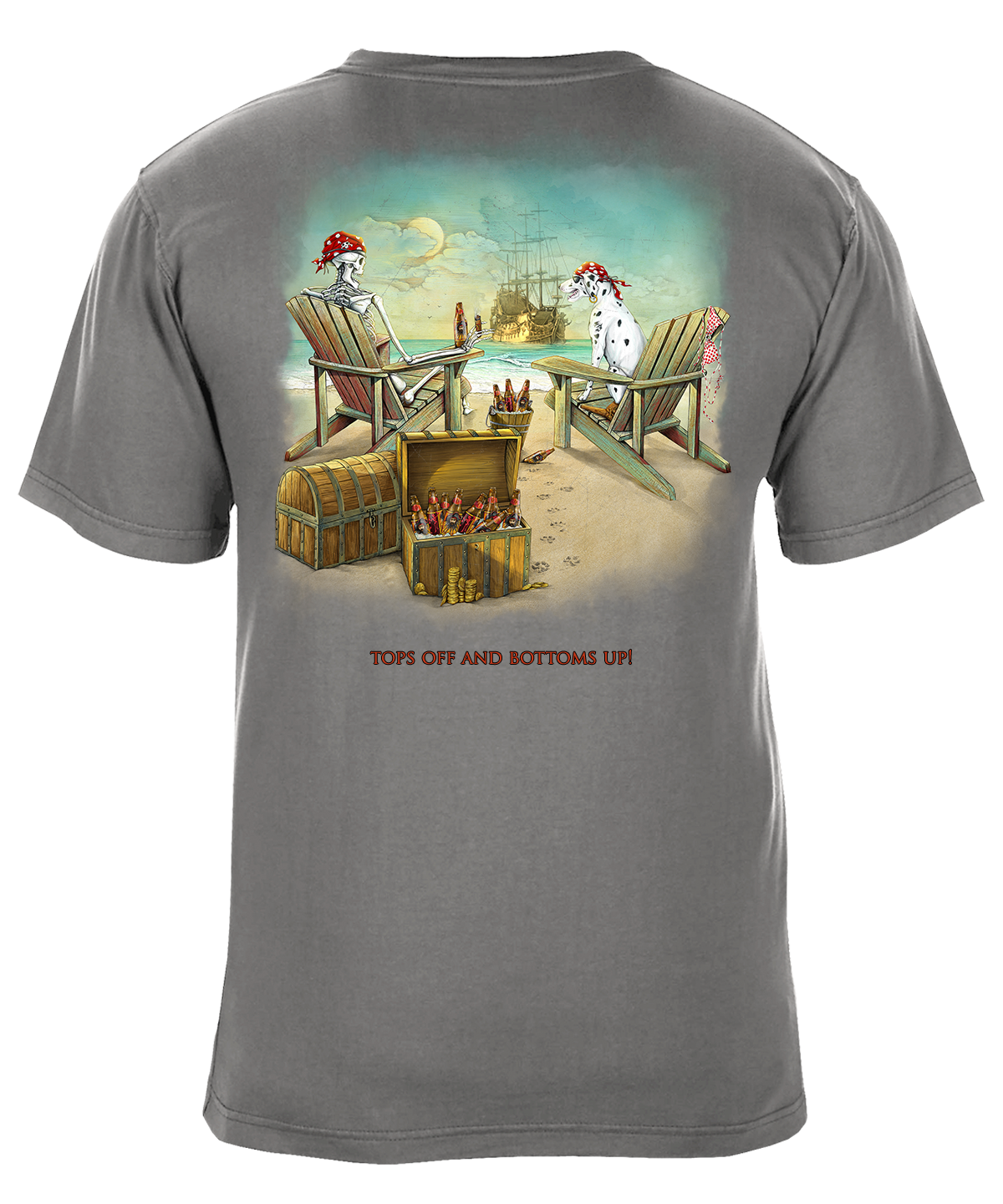 Tops Off Bottoms Up Pirate Beach Party Graphic T-Shirt - Available in 3 Colors