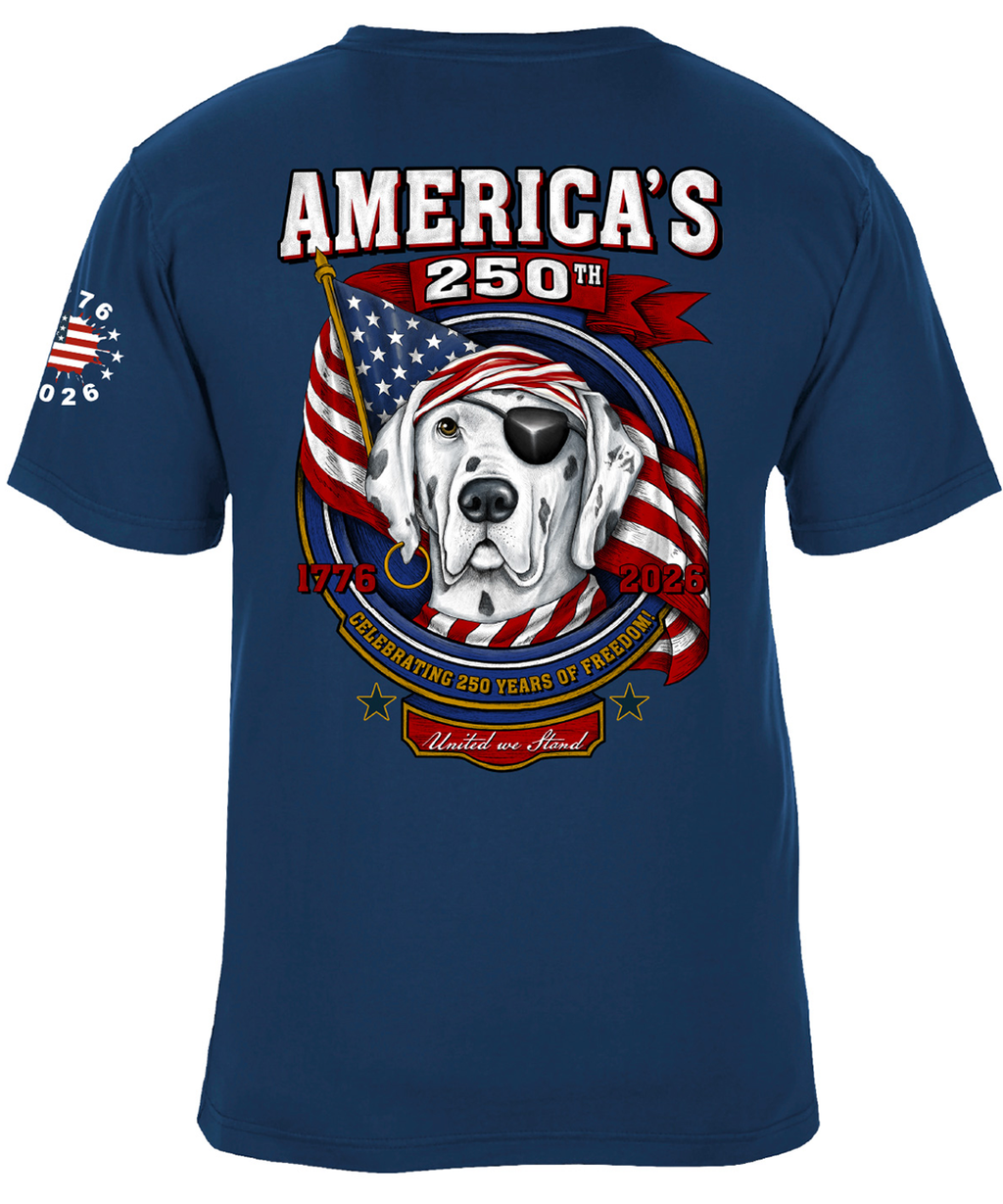 America’s 250th Anniversary Freedom Badge Patriotic T-Shirt - Navy