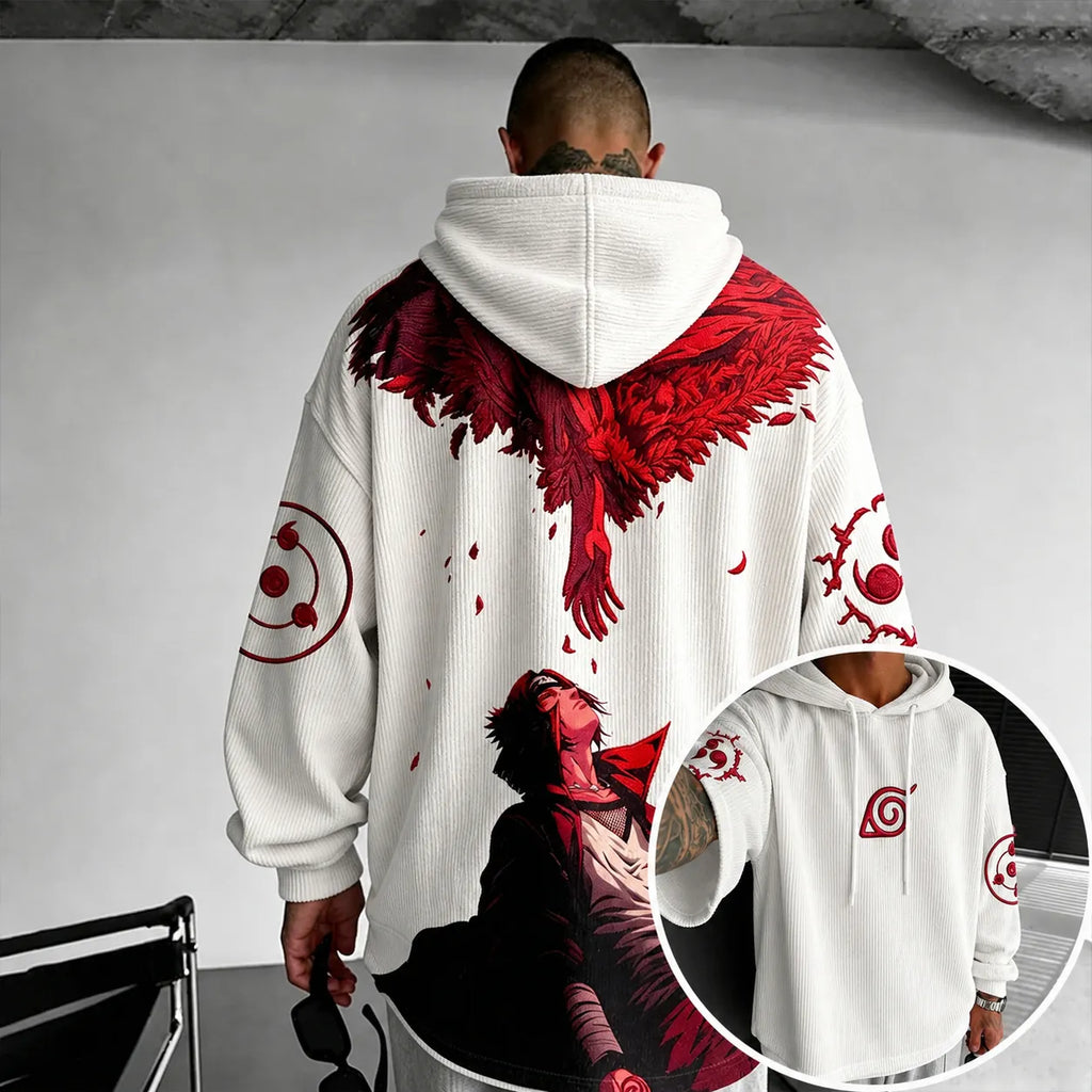 Naruto Unisex Retro Corduroy Hoodie With Anime-style Graphics