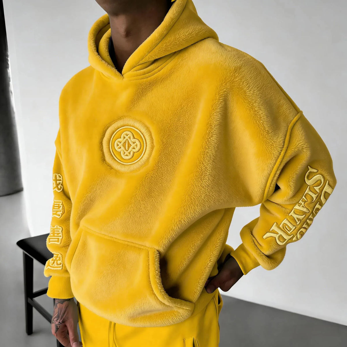 Demon Slayer Color-blocked Corduroy Hooded Sweatshirt
