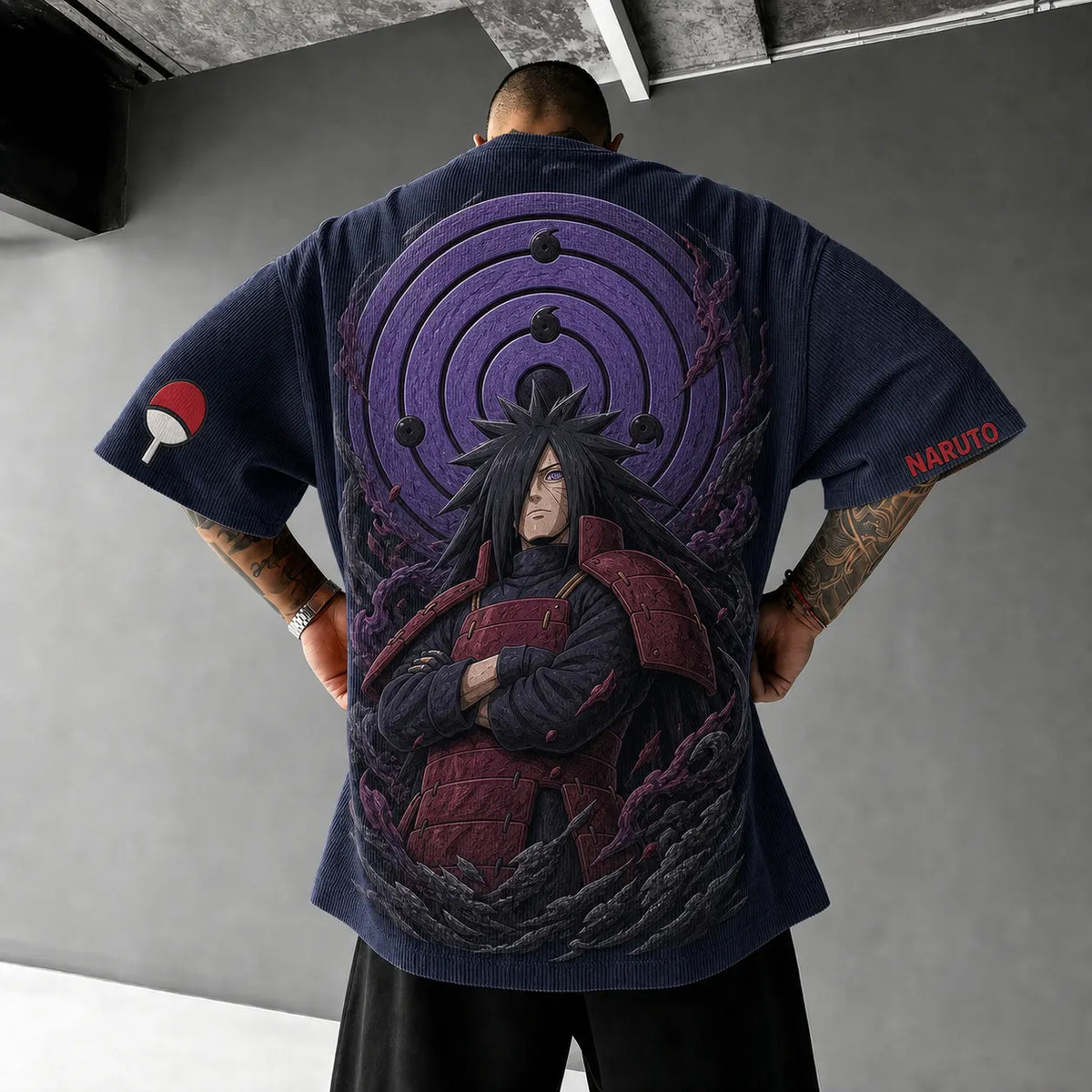 Naruto Unisex Anime-Style Retro Corduroy Oversized T-Shirt