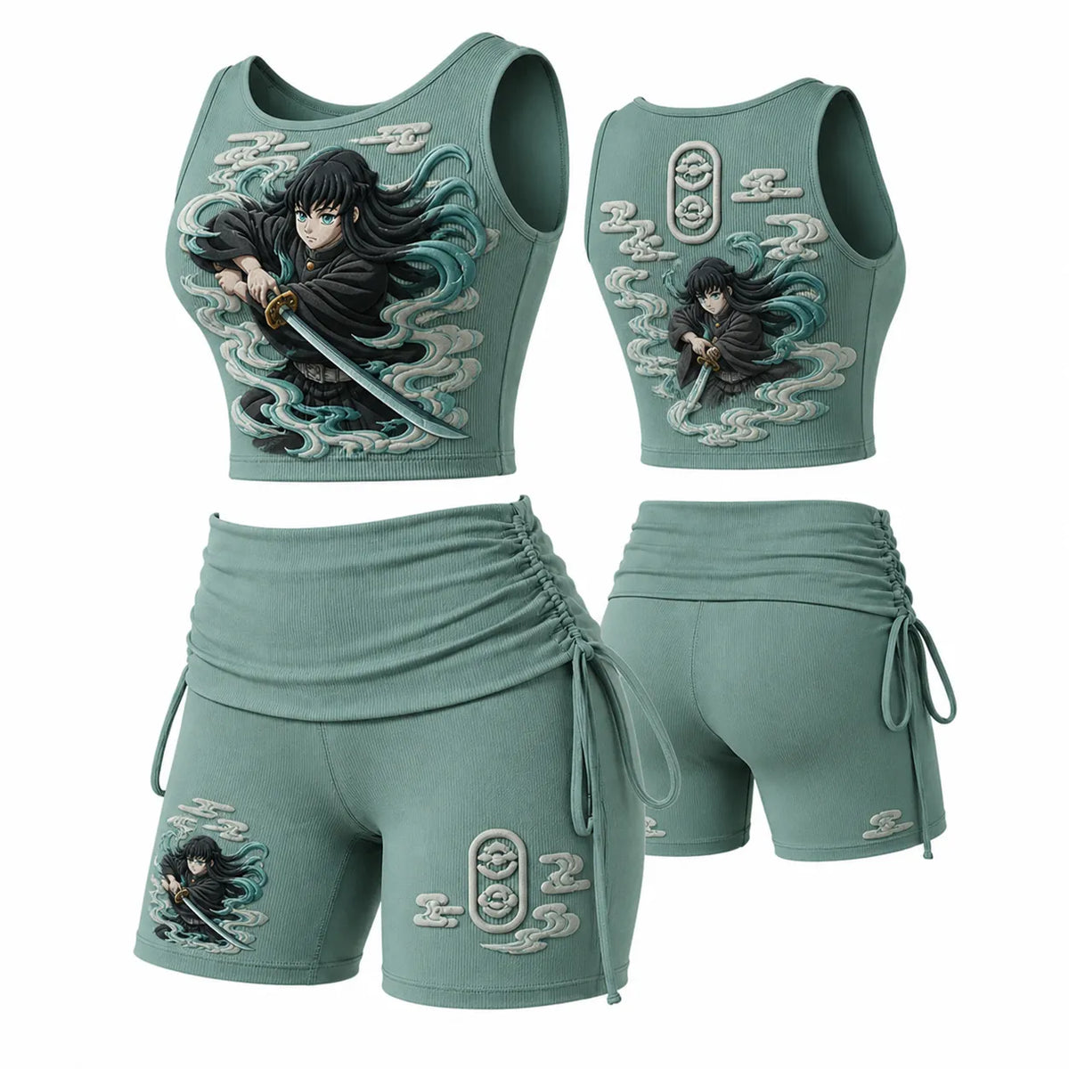 Demon Slayer Women's Anime-Print Tank Top And Shorts Sports Set