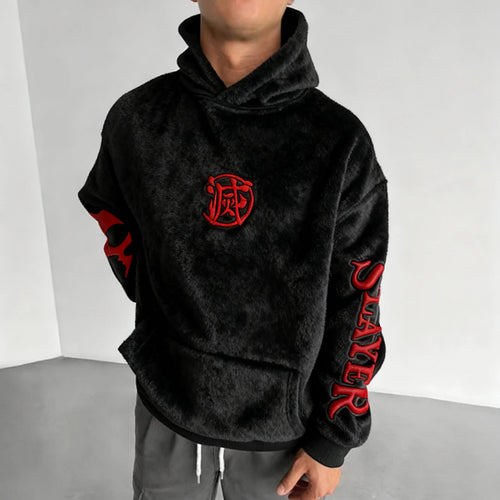 Demon Slayer Color-blocked Corduroy Hooded Sweatshirt