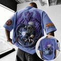 Naruto Unisex Oversized Anime-Print Vertical-Stripe Short-Sleeve T-Shirt