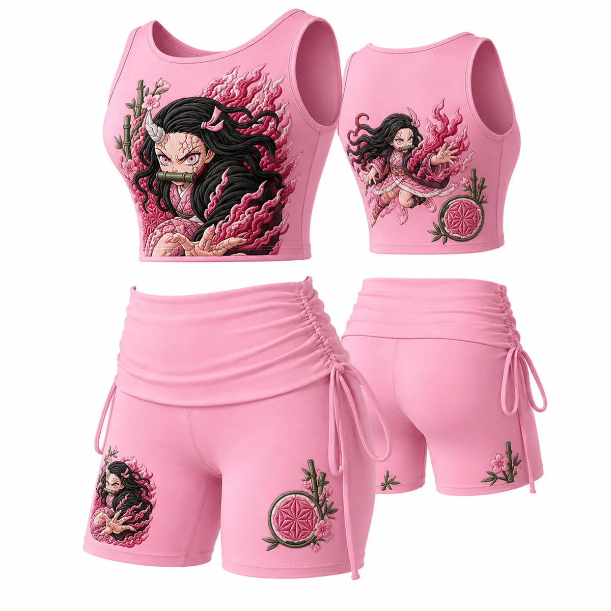 Demon Slayer Women's Anime-Print Tank Top And Shorts Sports Set