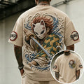 Demon Slayer Unisex Oversized Anime-Print Vertical-Stripe Short-Sleeve T-Shirt