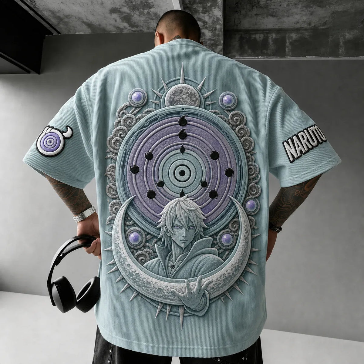 Naruto Unisex Anime-Style Retro Corduroy Oversized T-Shirt