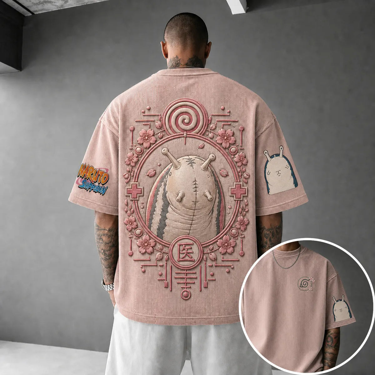 Naruto Unisex Anime-Style Retro Corduroy Oversized T-Shirt
