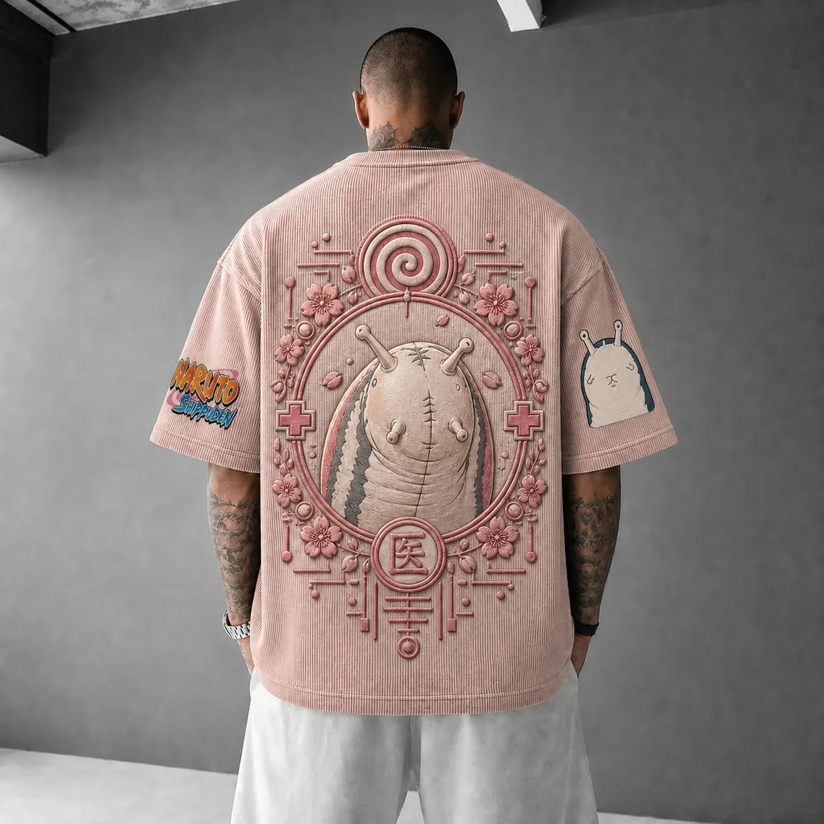 Naruto Unisex Anime-Style Retro Corduroy Oversized T-Shirt
