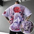 Naruto Unisex Oversized Anime-Print Vertical-Stripe Short-Sleeve T-Shirt