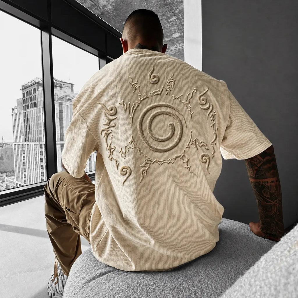 Naruto Unisex Anime-Style Retro Corduroy Oversized T-Shirt
