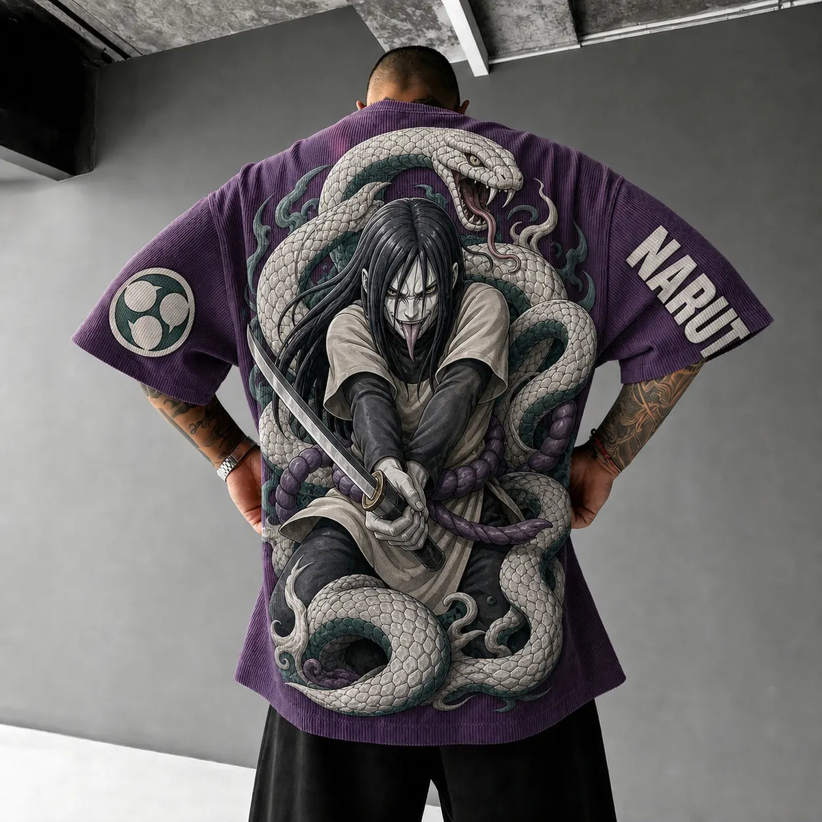 Naruto Unisex Anime-Style Retro Corduroy Oversized T-Shirt