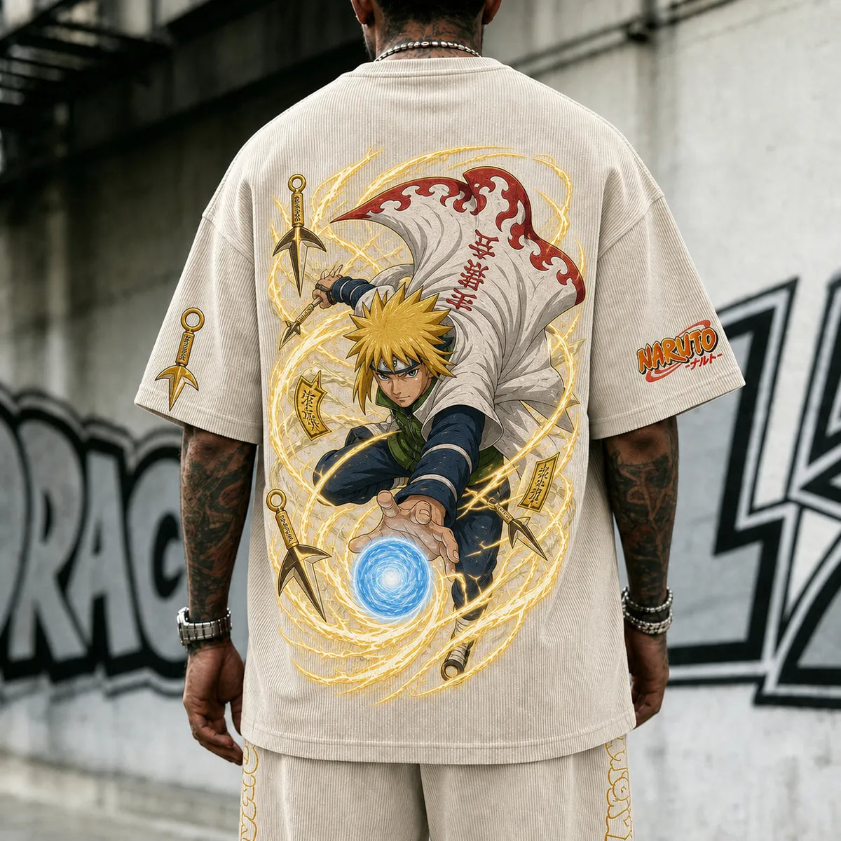 Naruto Unisex Anime-Style Retro Corduroy Oversized T-Shirt