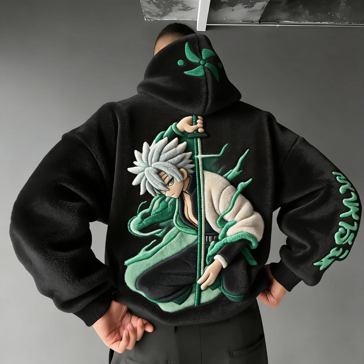 Demon Slayer Color-blocked Corduroy Hooded Sweatshirt