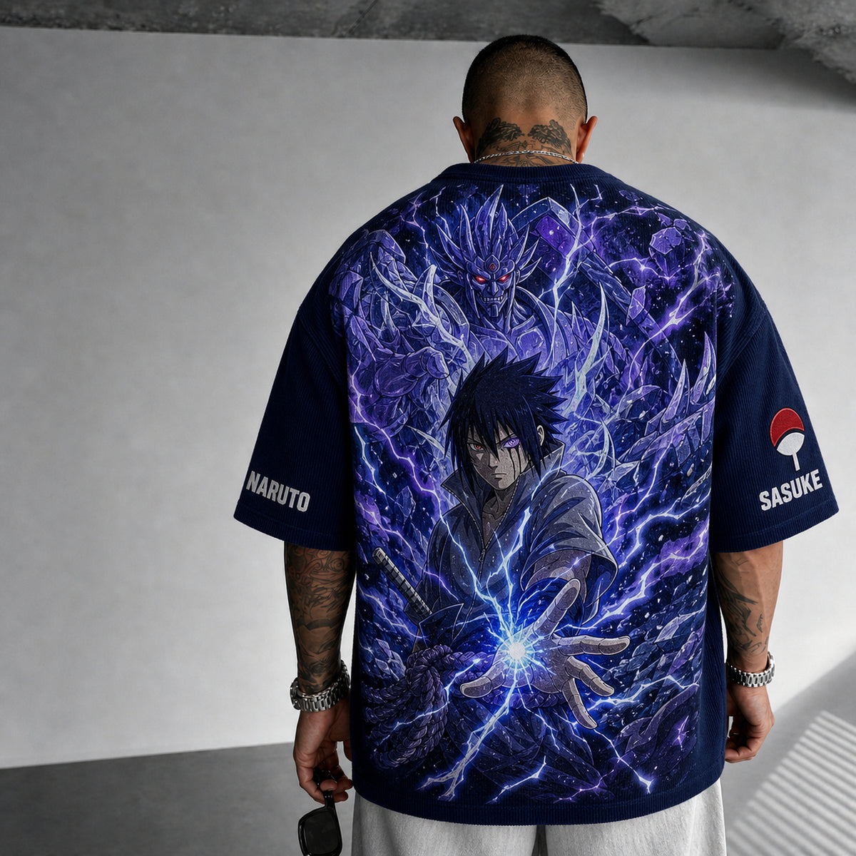 Naruto Unisex Anime-Style Retro Corduroy Oversized T-Shirt