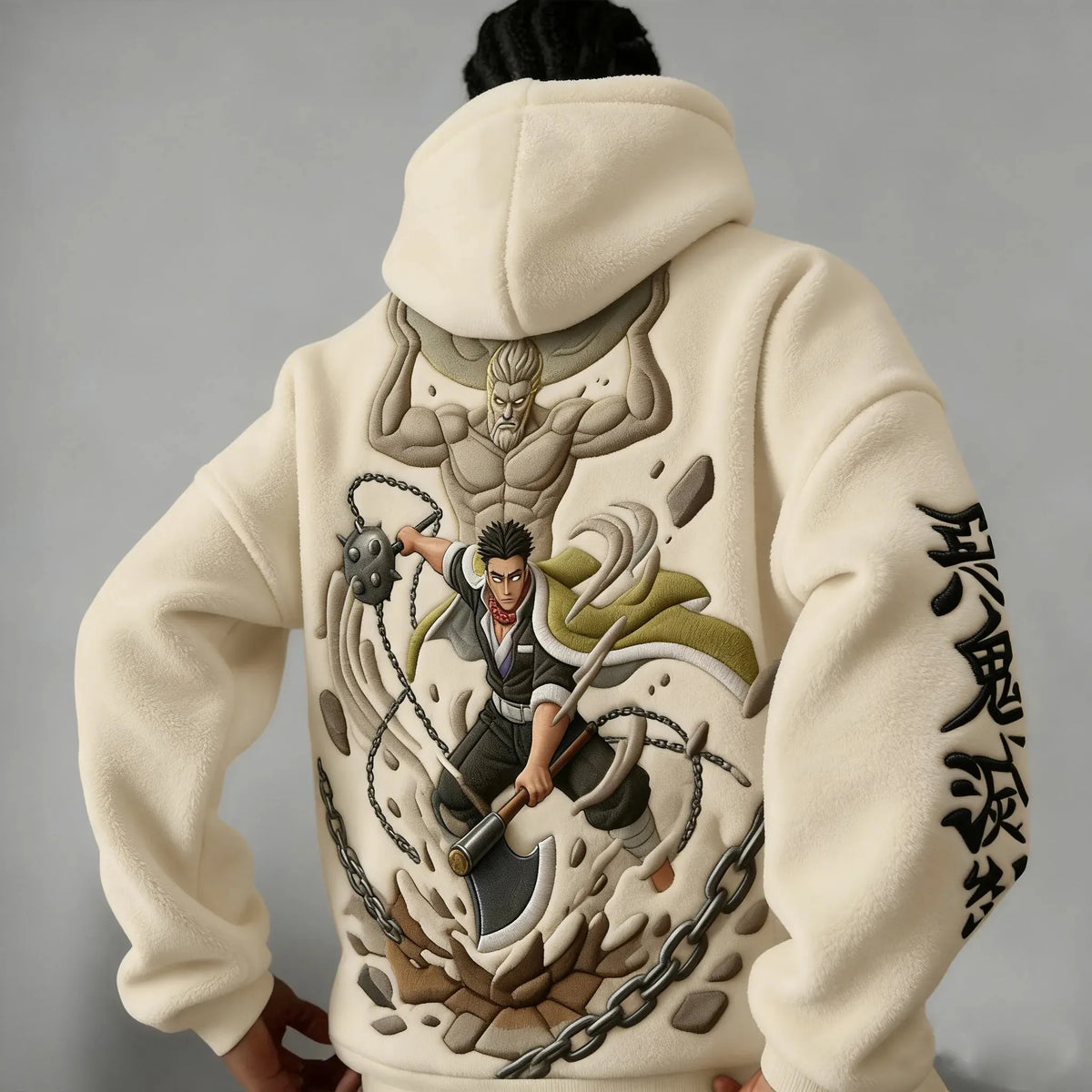 Demon Slayer Color-blocked Corduroy Hooded Sweatshirt