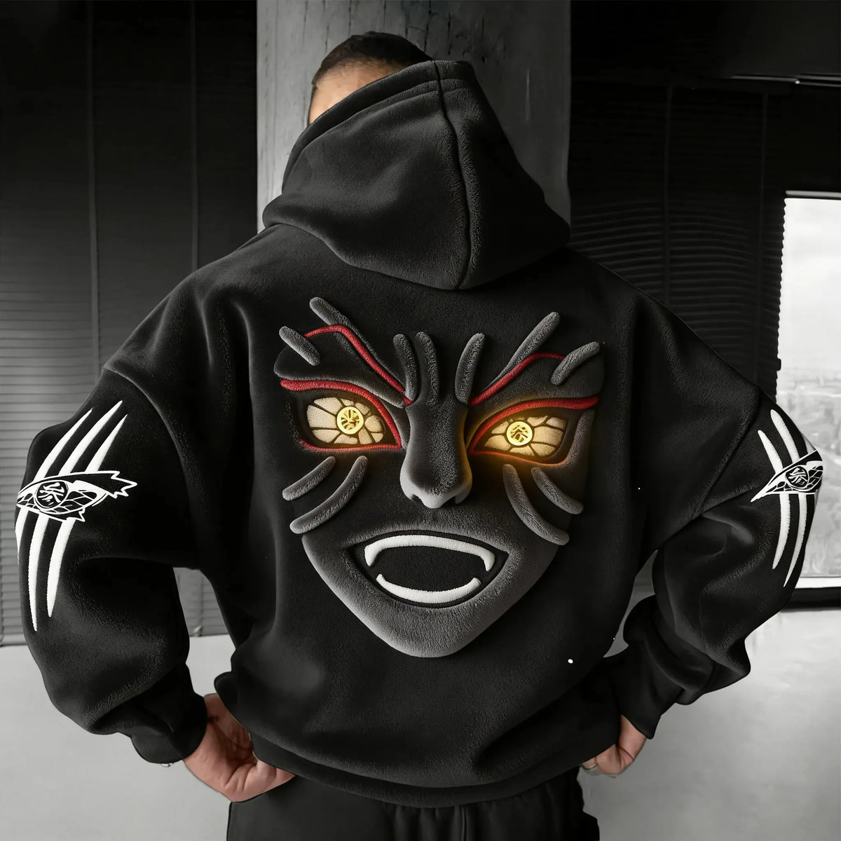 Demon Slayer Color-blocked Corduroy Hooded Sweatshirt