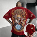Naruto Unisex Oversized Anime-Print Vertical-Stripe Short-Sleeve T-Shirt