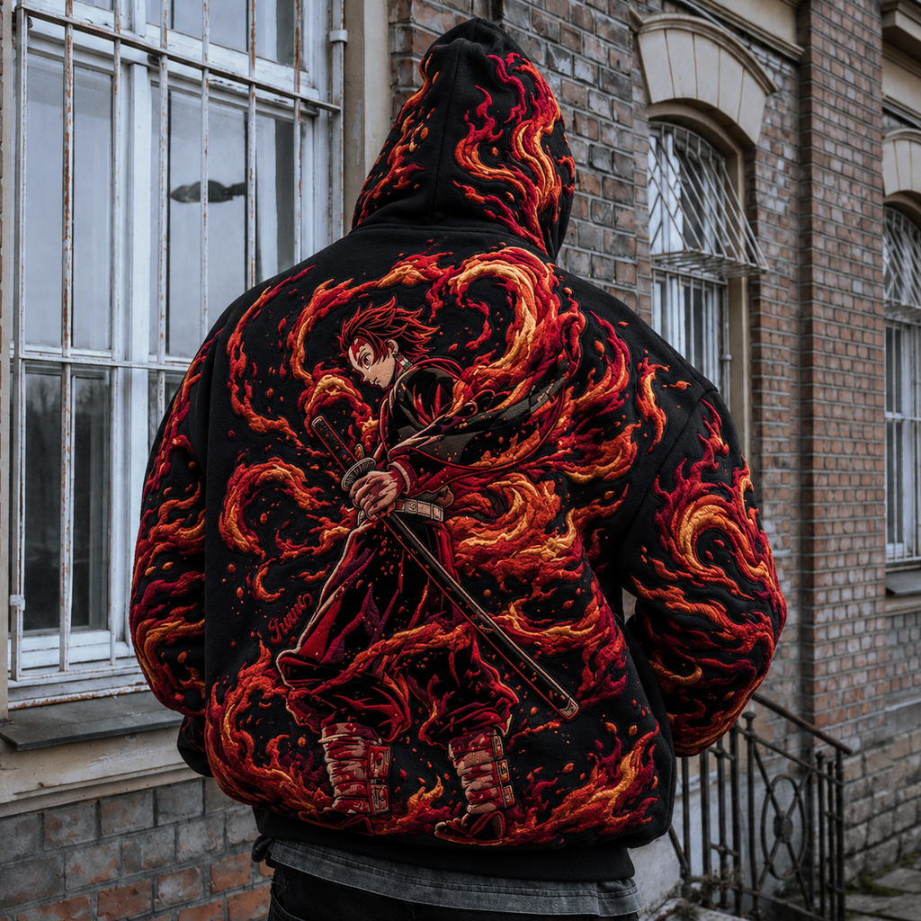 Demon Slayer Vintage Anime Print Hoodie