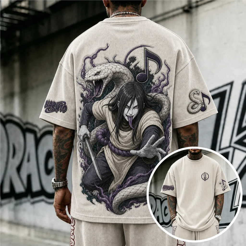 Naruto Unisex Anime-Style Retro Corduroy Oversized T-Shirt