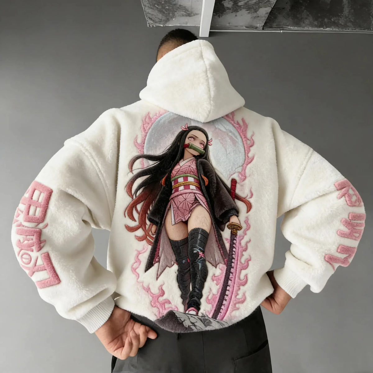 Demon Slayer Color-blocked Corduroy Hooded Sweatshirt