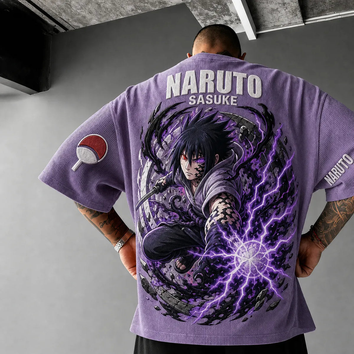 Naruto Unisex Anime-Style Retro Corduroy Oversized T-Shirt