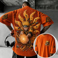 Naruto Unisex Oversized Anime-Print Vertical-Stripe Short-Sleeve T-Shirt