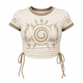 Naruto Women's Slim-Fit Short-Sleeve T-Shirt With Anime Print And Side Drawstrings