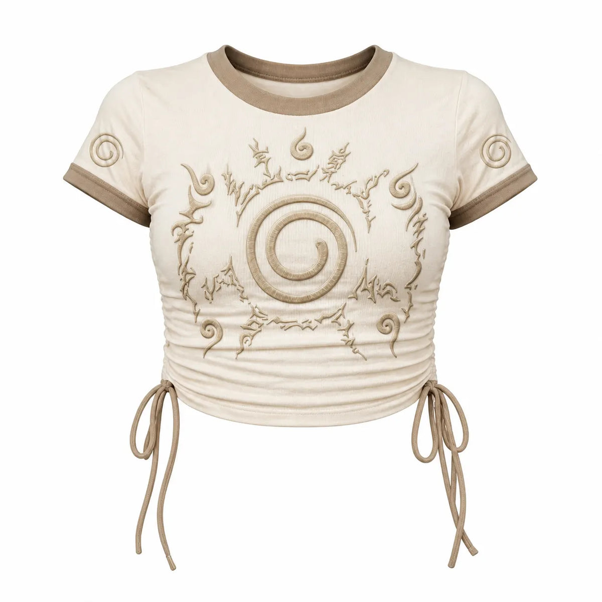 Naruto Women's Slim-Fit Short-Sleeve T-Shirt With Anime Print And Side Drawstrings