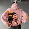 Demon Slayer Color-blocked Corduroy Hooded Sweatshirt