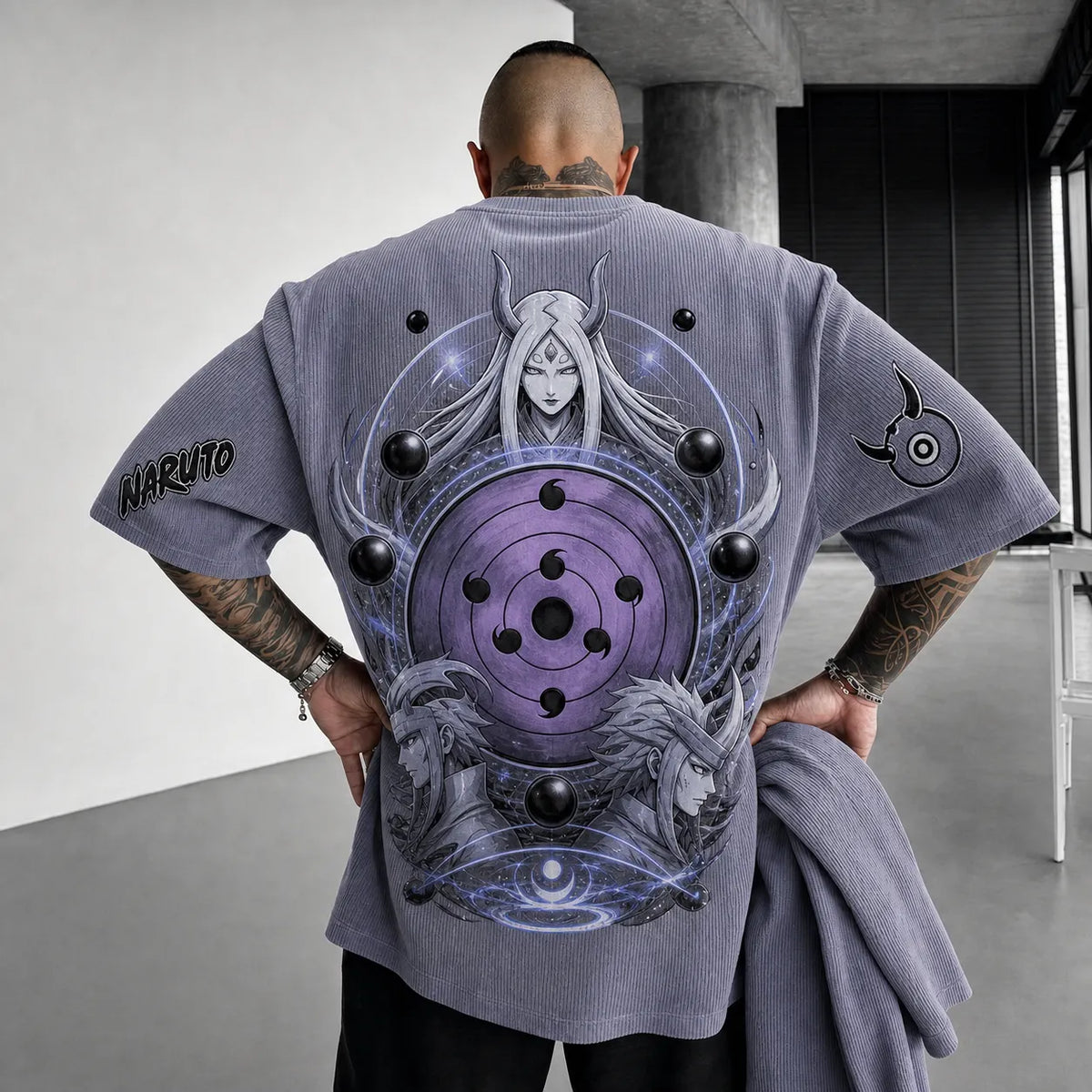 Naruto Unisex Anime-Style Retro Corduroy Oversized T-Shirt