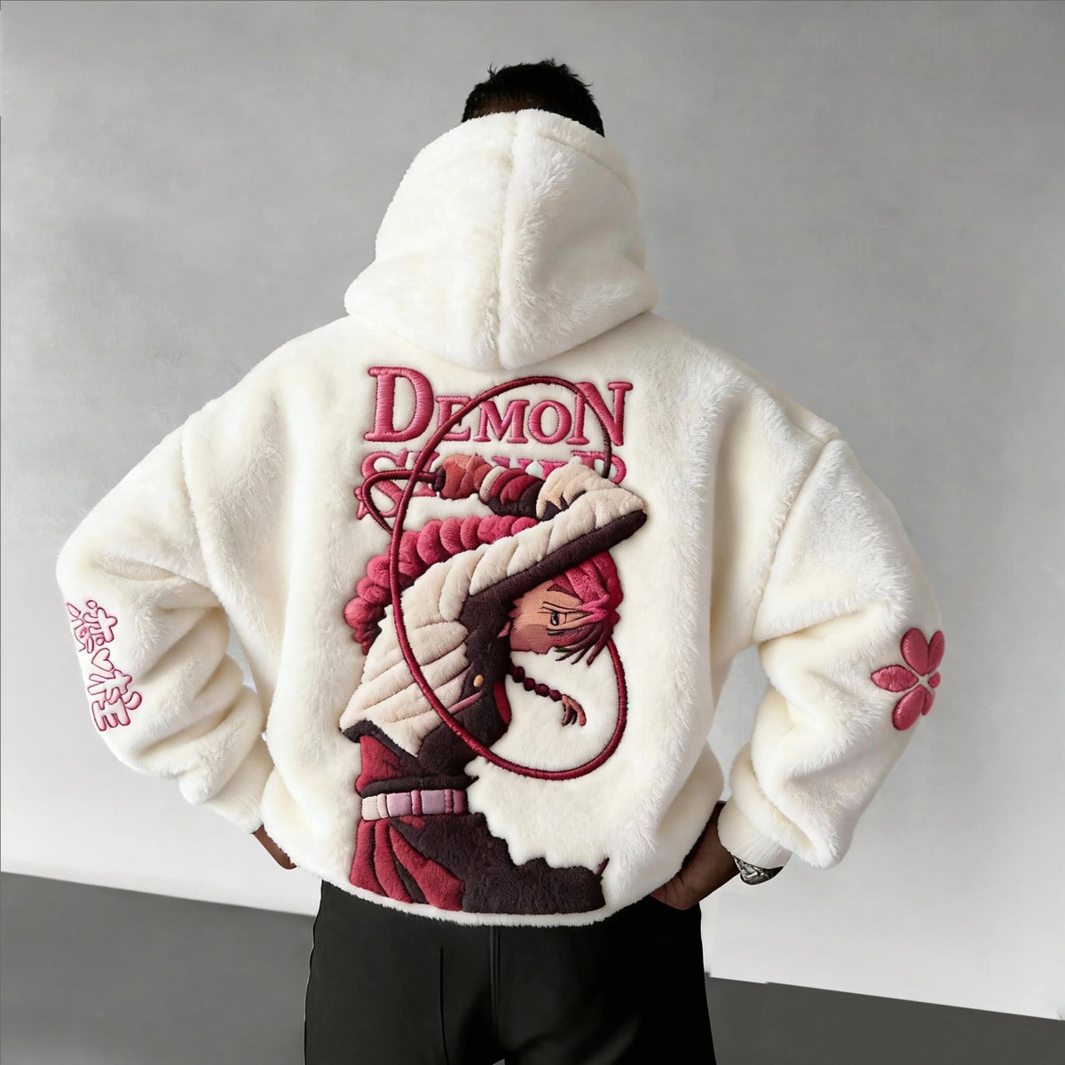 Demon Slayer Color-blocked Corduroy Hooded Sweatshirt