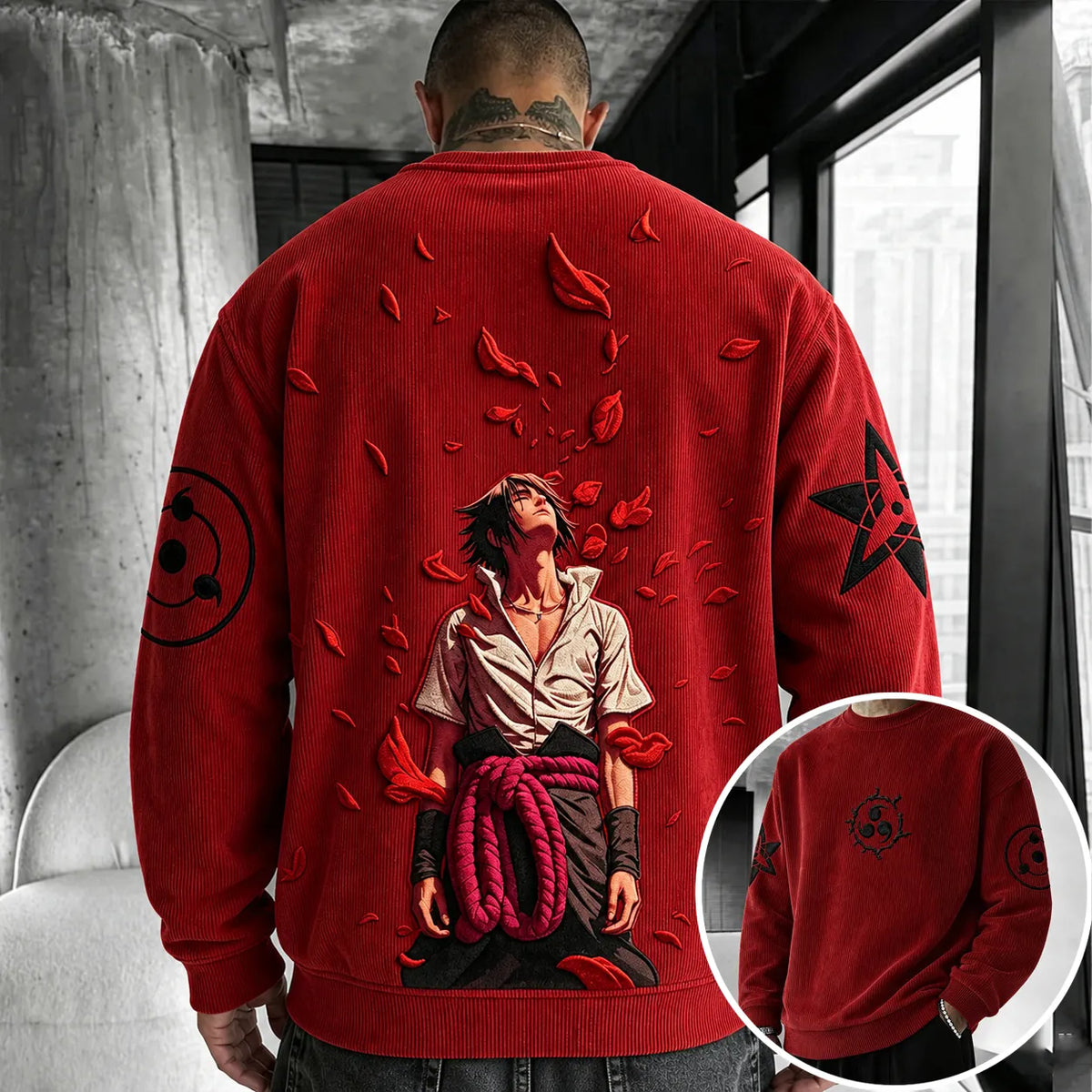 Naruto Unisex Retro Corduroy Sweatshirt In Anime Style